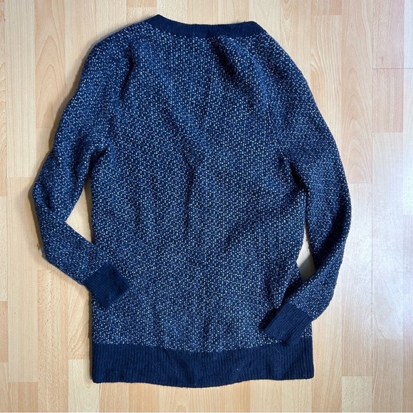 Madewell Birds Eye Maysfield Alpaca Wool Blend Cardigan Blue and White Cozy Soft - Picture 9 of 11